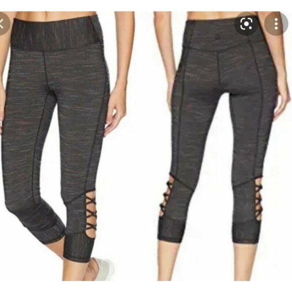 prAna Itzel Capri Space Dye Athletic Leggings Sz S Gym Yoga Cutout Pants Chakara - Picture 1 of 11